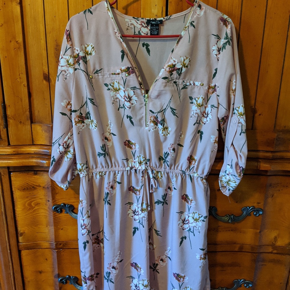 Floral Cinch Waist Dress